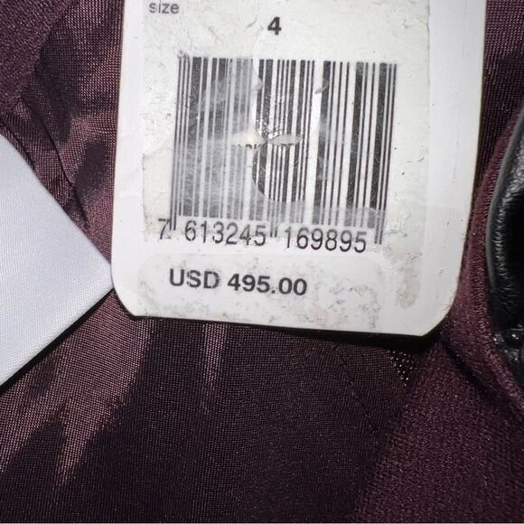 Akris Punto Pencil Skirt in Black Cherry (Purple) w/Vegan Leather Front Panel-4 - Picture 12 of 12